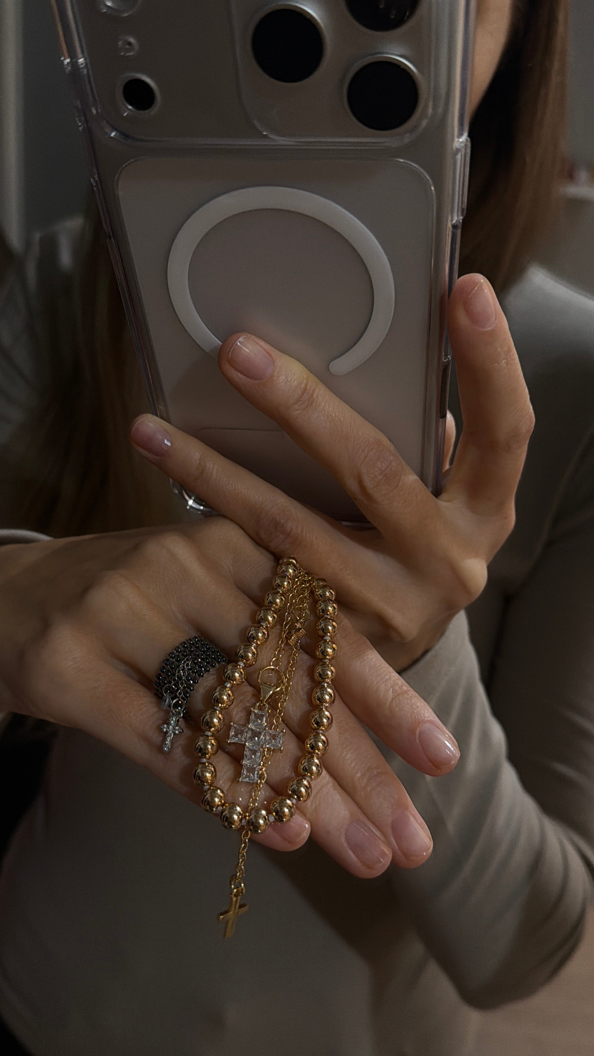 [CHAIN-24] HEMATITE and MAJORCA PEARLS