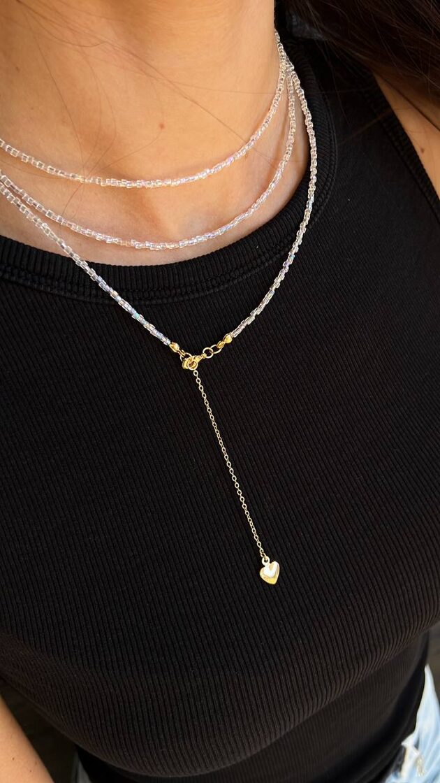 [CHOKER33] Tripple Choker White Sugar with Heart