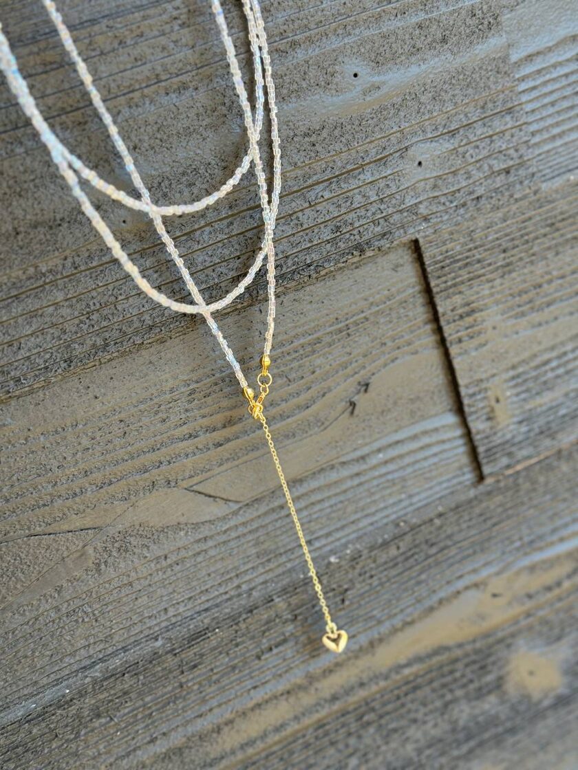 [CHOKER33] Tripple Choker White Sugar with Heart