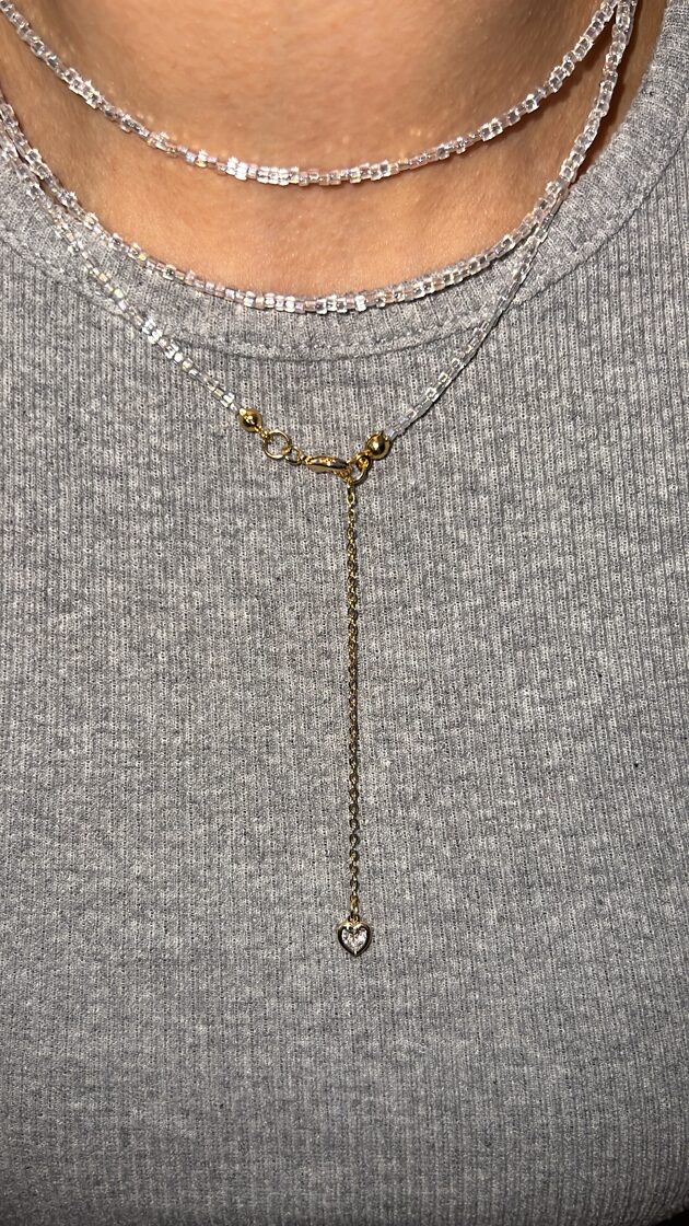 [CHOKER41] Tripple Choker with White Heart