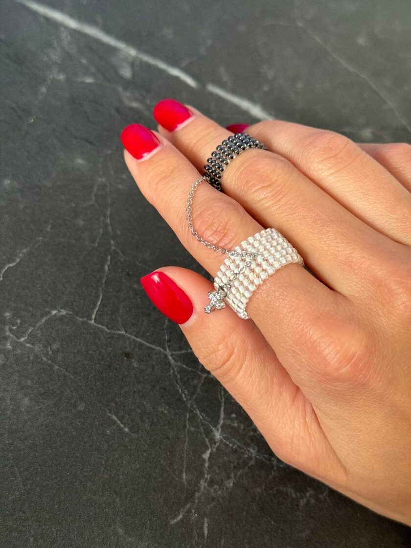 WHITE PEARL + GRAPHIT with SMALL CROSS